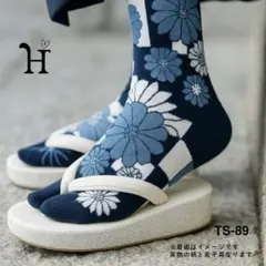 足袋　ソックス コーマ綿 菊柄 ダリア 桜 ネイビー 靴下 花柄 紺色 dta