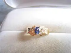 ☆極美！超輝き天然サファイア＆ダイヤモンド k18金イエローゴールドリング