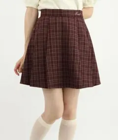 ロゴ刺繍入りサイドプリーツチェックミニスカート/F i.n.t フィント