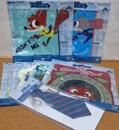 ズートピア　ハッピーくじ　Fタオルハンカチ全6種　Cグッズチャームネクタイ