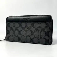 新品未使用　コーチ　COACH 長財布　二つ折り　シグネスチャーブラック 新品 COACH 長財布 シグネチャー C4452 ブラックスモーク×ブラック