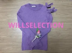 【最終値下げ！】WILLSELECTION ♡ 肩あき リボンパープルニットのサムネイル