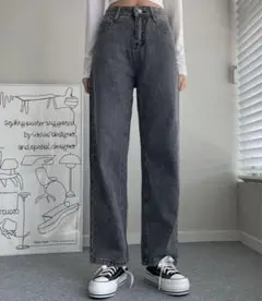 ★新品未使用★ボーイフレンドセミワイドデニムパンツ　Lサイズ