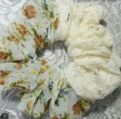 シュシュ(ジョーゼット×レース)⭐ハンドメイド