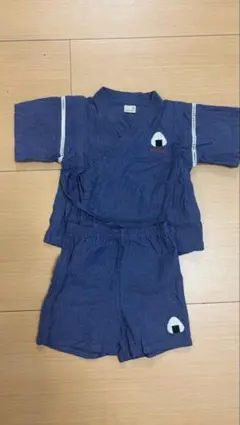 【お祭り等に】ネイビー 甚平 90cm 綿100%