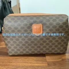 CELINE マカダム柄 トリオンフ クラッチバッグ ポーチ PVC ブラウン