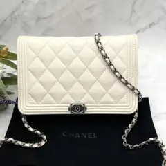 CHANEL 【極美品】ボーイシャネル キャビアスキン チェーンウォレット