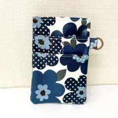 【人気】ラミネート生地☆ナースポケット☆オーガナイザー⭐︎花柄♪紺色