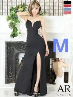 【Angel R】ブラック　バックビジュー ロングドレス