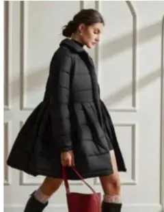 新品　ワンピ風　中綿　コート　アウター　ブラック　S