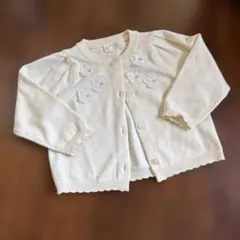apres les coursアイボリー 花刺繍 パフスリーブ カーディガン