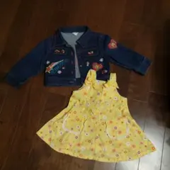 刺繍入りデニムジャット　100cm　黄色花柄キャミソールワンピース　95cm