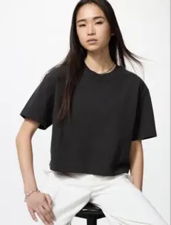UNIQLO テクスチャージャージーT ブラック XLのサムネイル