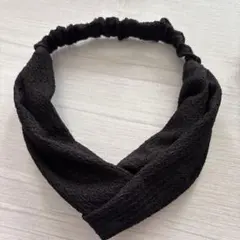 シンプルブラック クロスターバン ヘアバンド