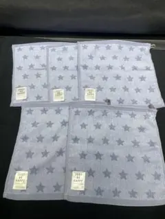 ループ付きタオル 星柄 5枚セット ハンドタオル 保育園 幼稚園 まとめ売り
