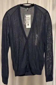 ユニクロ　Vネック　カーディガン　シアー　ネイビー　M 未使用　タグあり