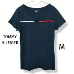 M*K様 トミーヒルフィガー Tシャツ M 紺 半袖 ロゴ Vネック