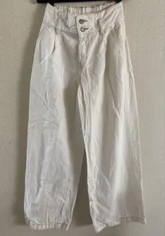 GU ホワイト ワイドパンツ 100%コットン