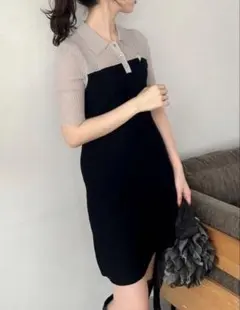 dazzlin シアーポロニットワンピース
