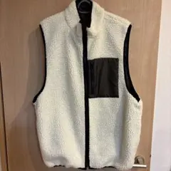 リバーシブル 2way フリースベスト ホワイト カーキ ユニセックス