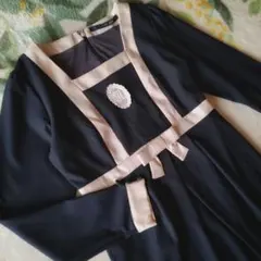 【*子様 バイカラー　ワンピース　りぼん　ひざ丈　配色袖