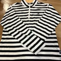 adidas Mサイズ シャツ 白/黒ストライプ