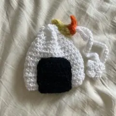 【値下げしました】ハンドメイド おにぎり型 かぎ編み巾着袋
