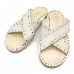 JIMMY CHOO・ジミーチュウ・サンダル・スタッズ・白・ベージュ・25.5位