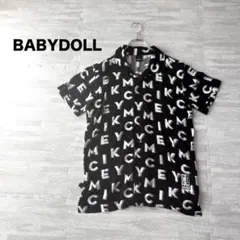 1 BABYDOLL ディズニー ミッキー 総柄 レーヨン アロハシャツ 黒 Mのサムネイル