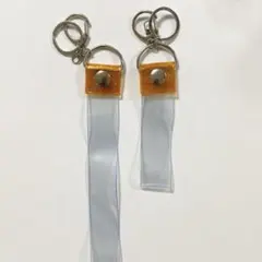 銀テープ ホルダー 簡単収納 キーストラップ 25mm幅 2個セット　オレンジ