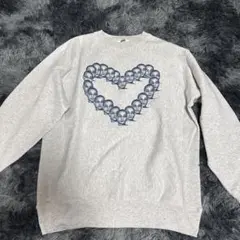 ハート型顔プリント グレー トレーナー