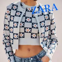 ★ZARA★ フラワージャカードニットカーディガン