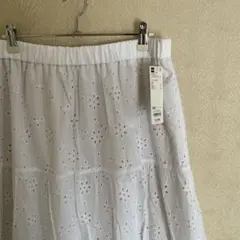 新品　タグ付　未使用　gu ジーユー　ボトムス　レース　スカート　ホワイト　刺繍