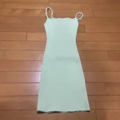 ZARA リブ編み キャミワンピース ライトグリーン