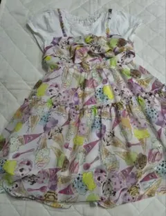 【中古】メゾピアノ　31アイスコラボ　半袖ワンピース　カラフル　夏