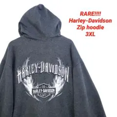 希少！ハーレーダビッドソン　刺繍　ファイアーパターン　ジップフーディー　3XL