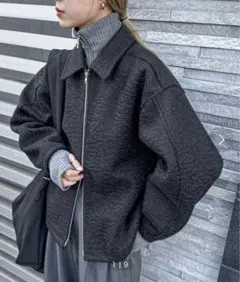 feepur ブークレダブルジップブルゾン　ブラック