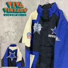 レア【EURO古着】NFLカウボーイズ 中綿両面刺繍ナイロンジャケット メンズL