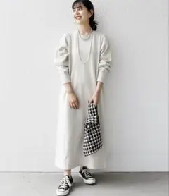 8/30まで！ships any 裏起毛 パフ スリーブ ワンピース