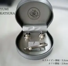 カツラユミ パール カフスボタン ネクタイピン セット銀 日本製【オ266】のサムネイル