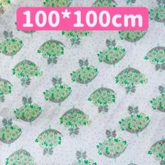 生地　100*110cm 緑　花柄　リボン　ハンドメイド　手芸　手作り　入学入園