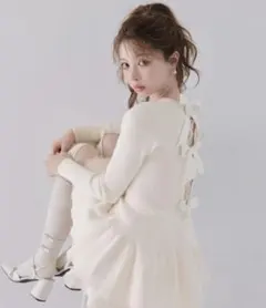 M me eme ribbon peplum tulle knit setup - メルカリ