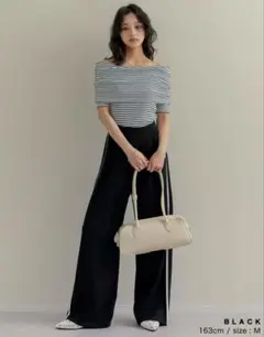 Re：EDIT リエディ　サイドラインワイドパンツ　　ブラック　Mサイズ
