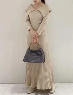 リリーブラウン　タックスリーブニットワンピ LWNO221051