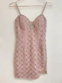 【JEWELS】ビーズ刺繍ピンクタイトドレス