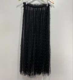 ブラックチュールスカート　ドットスカート　ビジュースカート