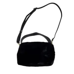 ファーバッグ　ブラック　ショルダーバッグ　ハンドバッグ　2way