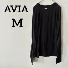 AVIA 【M】黒 長袖 Tシャツ レディース 春冬秋 シンプル