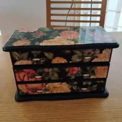 木製花柄ジュエリーボックス　アクセサリーケース引き出し　3段