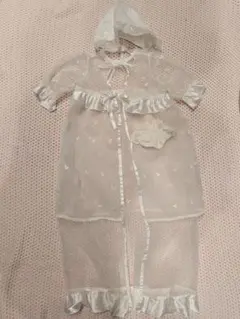 赤ちゃん本舗ベビードレス♡裾フリルロングベビードレス3点セット50〜60cm